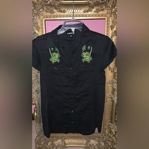 VTG Sourpuss Frankenstein’s Bride Rockabilly top Horror Universal Monsters